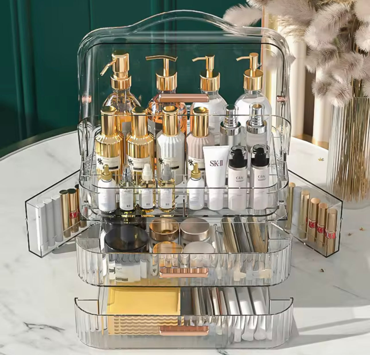 Large Capacity Acrylic Desktop Storage Box Drawer Type with Cover