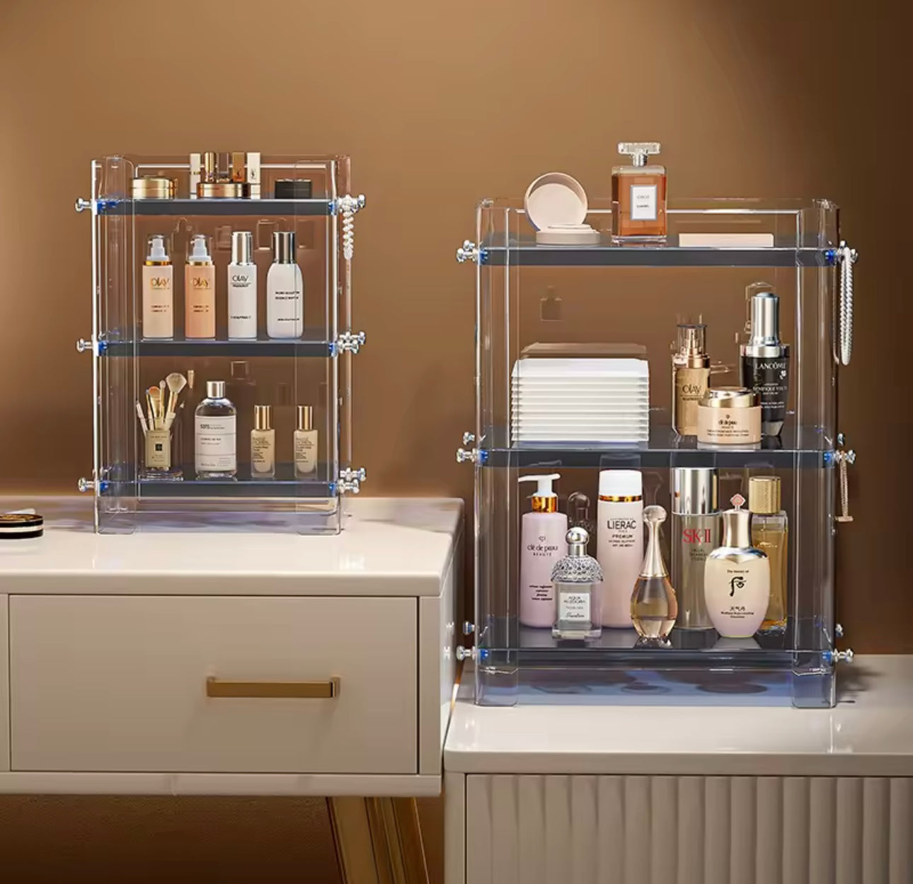 Three Layer Transparent Makeup and Cosmetic Organizer