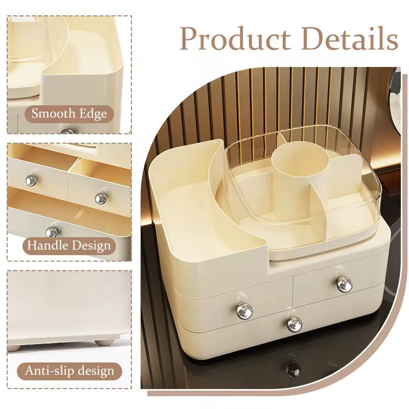 Large Capacity Makeup Organizer with Drawers – Dustproof Cosmetic & Skincare Storage Box