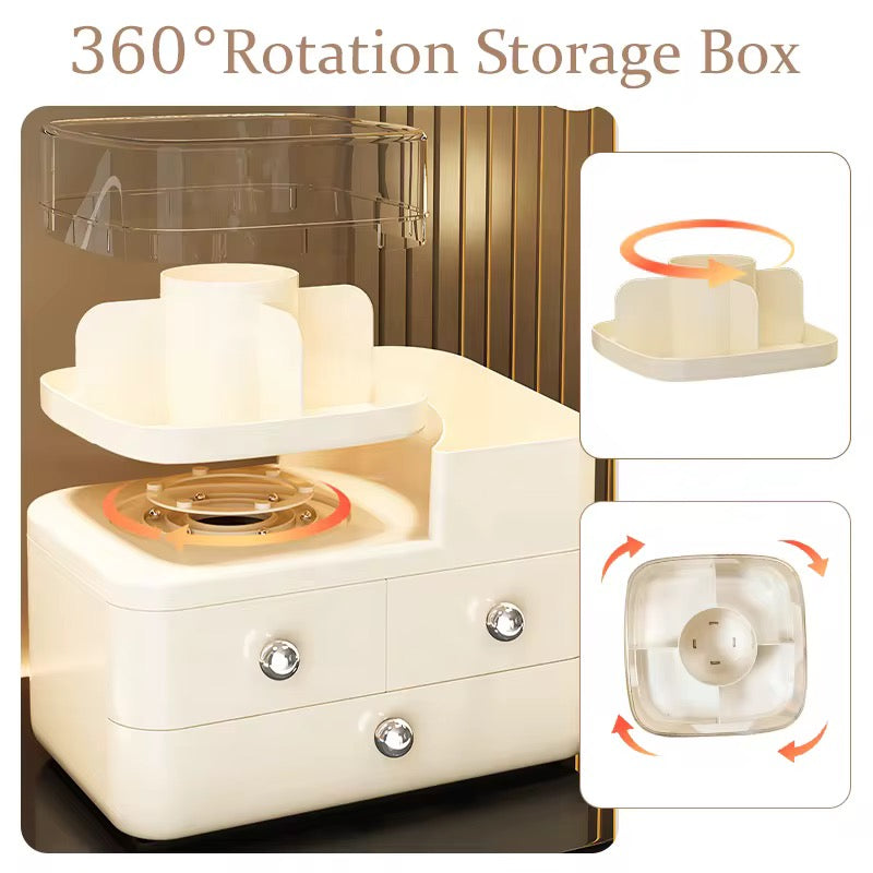Large Capacity Makeup Organizer with Drawers – Dustproof Cosmetic & Skincare Storage Box