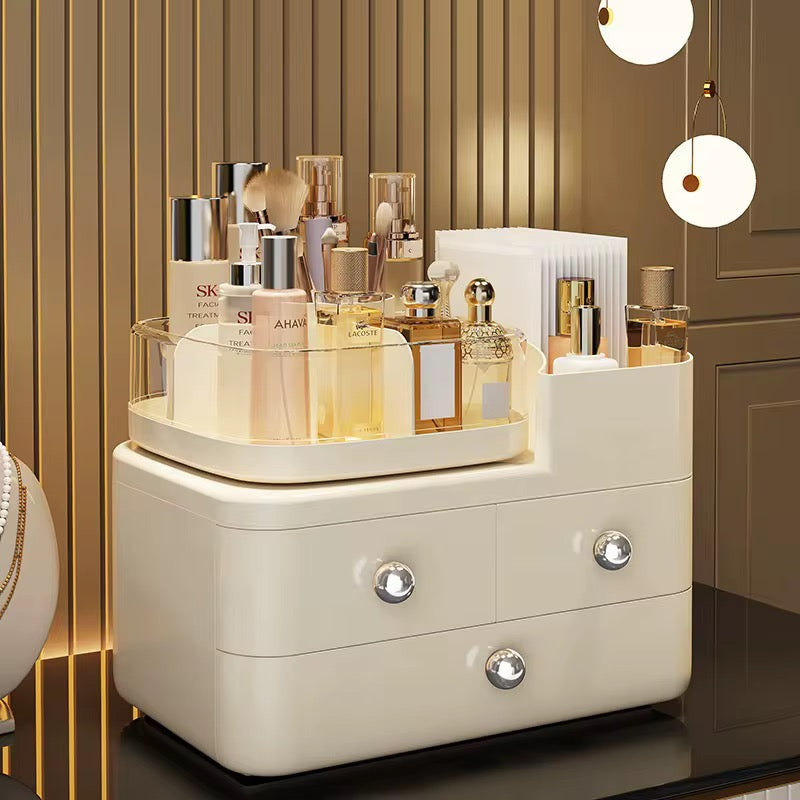 Large Capacity Makeup Organizer with Drawers – Dustproof Cosmetic & Skincare Storage Box