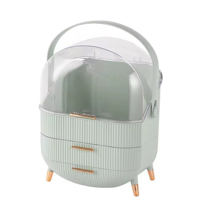 Cosmetic Storage Box, with 2 Drawers and Transparent Cover, Skin Care Storage Box.