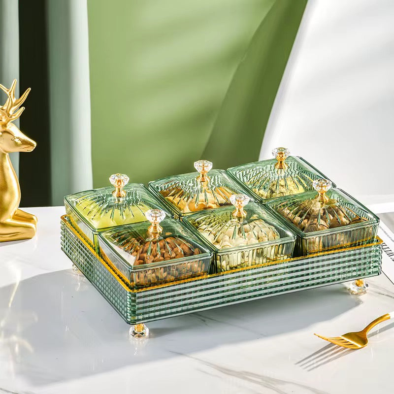 Luxury Crystal Makeup & Perfume Display Tray | Decorative Vanity Organizer with Metal Legs