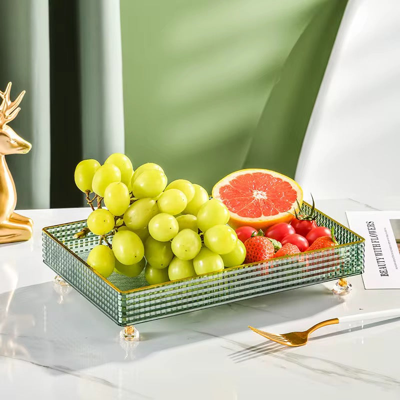 Luxury Crystal Makeup & Perfume Display Tray | Decorative Vanity Organizer with Metal Legs