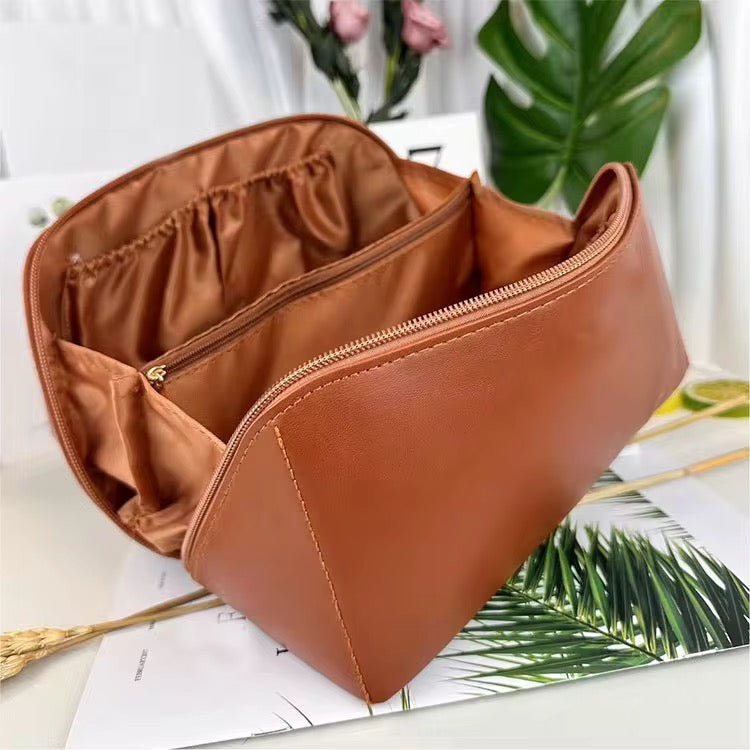 Makeup Travel Bag with Multiple compartments made of Pure Leather